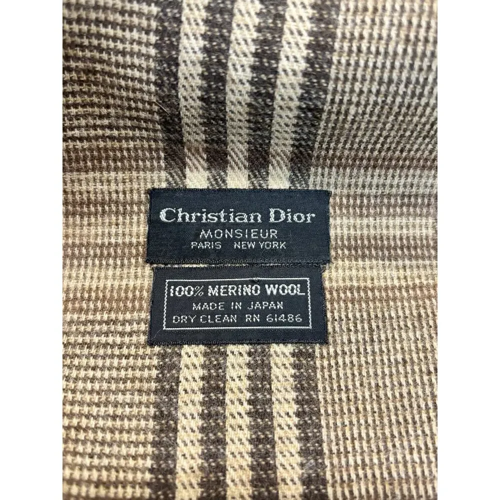 Christian Dior Monsieur 100 % Merino Wool Plaid Scarf Vintage 52 Inches